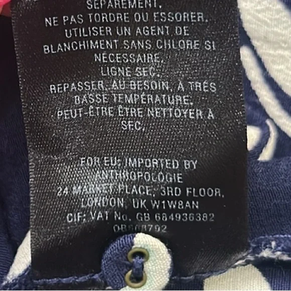 Anthropologie Maeve Fern Ruched Short Sleeve Dress Navy Blue Size 0 - Picture 11 of 11